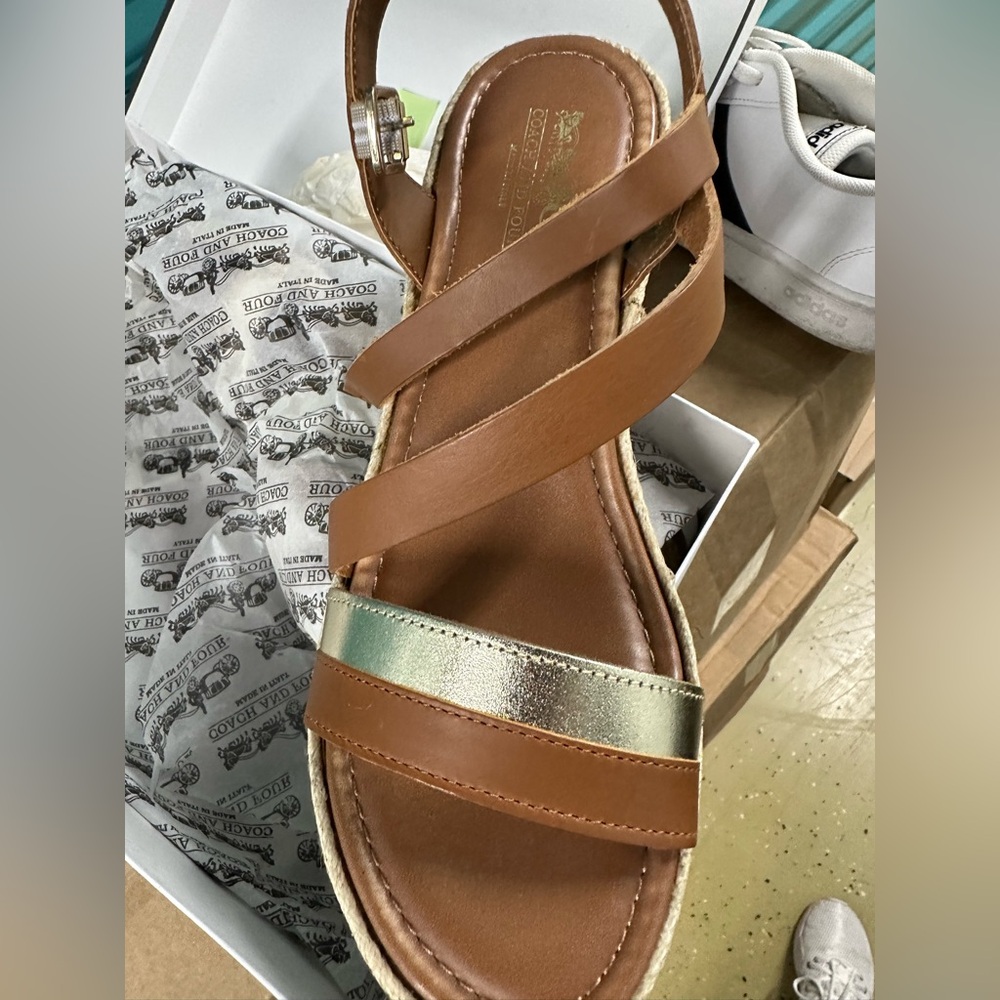 Coach Tan and Gold Women's Sandals New